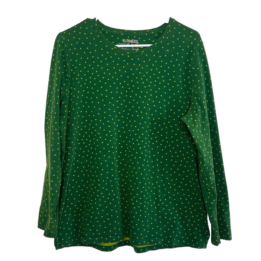 Gudrun Sjoden Flowers Dots And Stripes Polka Dot Green Top Lagenlook Boho XL Q23